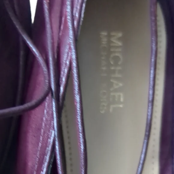 Michael Kors Lace Up Tabby Flats in Burgundy Suede Dark red size 8 - Picture 11 of 15